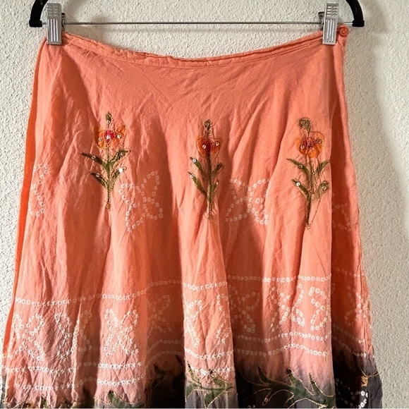 Max Studio Boho Embroidered Sequin Floral Vine Aline Skirt Women Size 4 - Picture 3 of 14